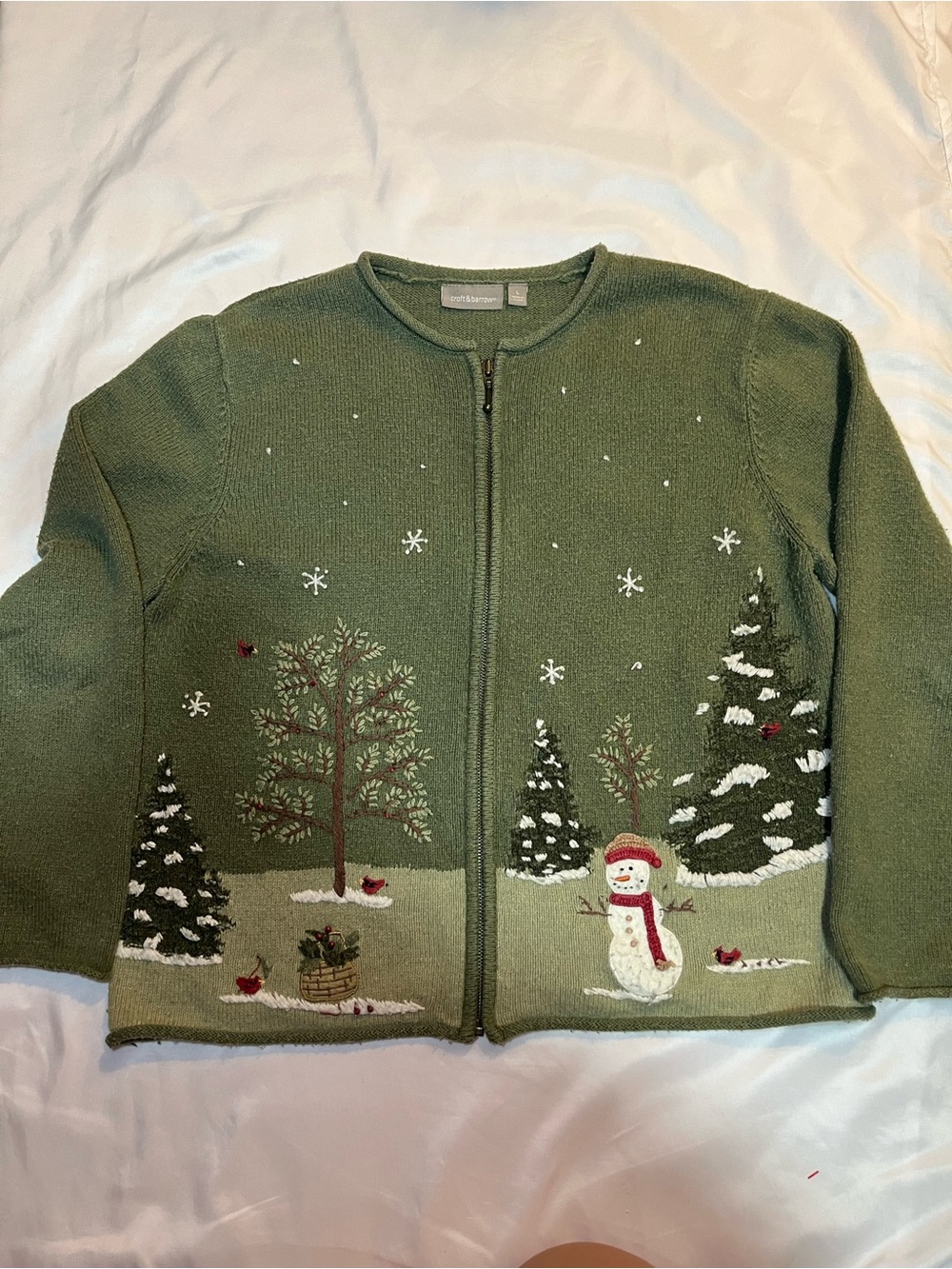 Vintage Croft & Barrow Women’s Size Large Green Full Zip Christmas Sweater
